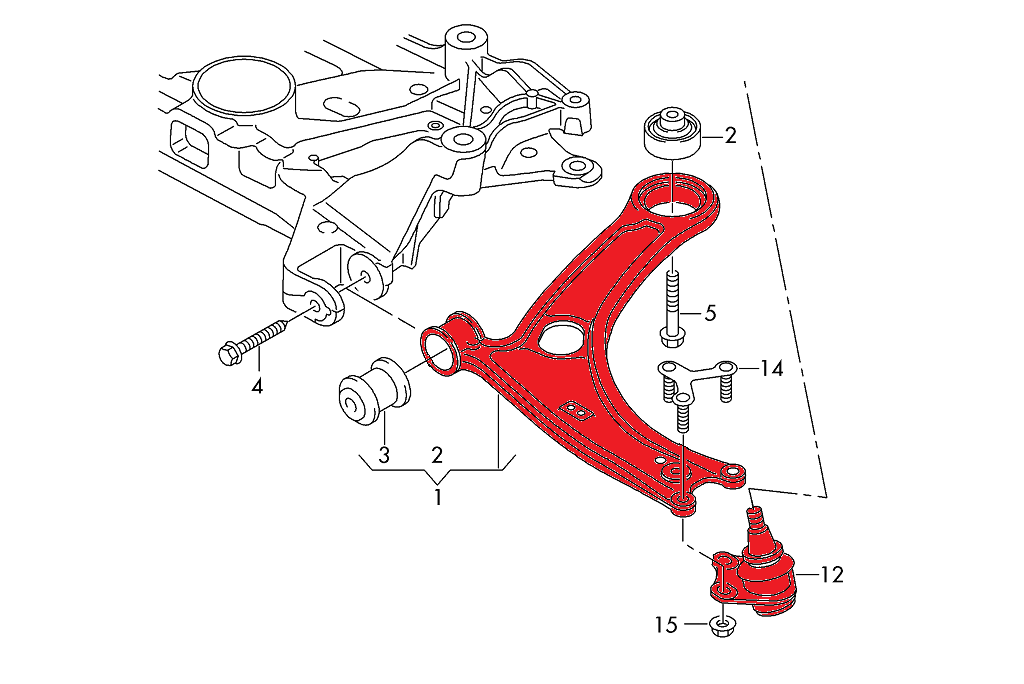 Adjustable tubular front race wishbones MQB Audi RS3 S3 A3 8V Golf Mk7 Seat Leon 5F