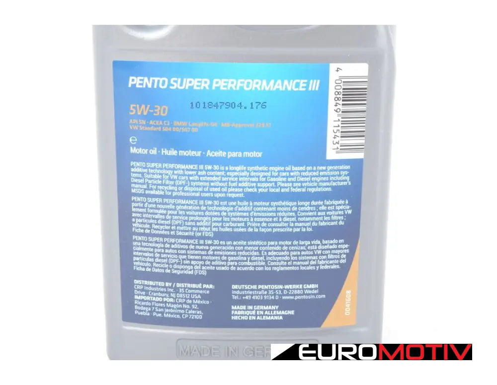 Pento Super Performance Iii 504.00 / 507.00 Engine Oil (5W-30) - 1 Liter