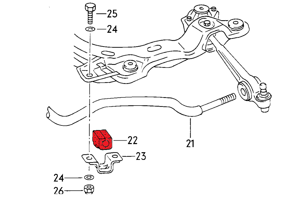 Front Anti Roll Bar Polyurethane Bushings 28 mm - Audi V8 D11 (Street hardness)