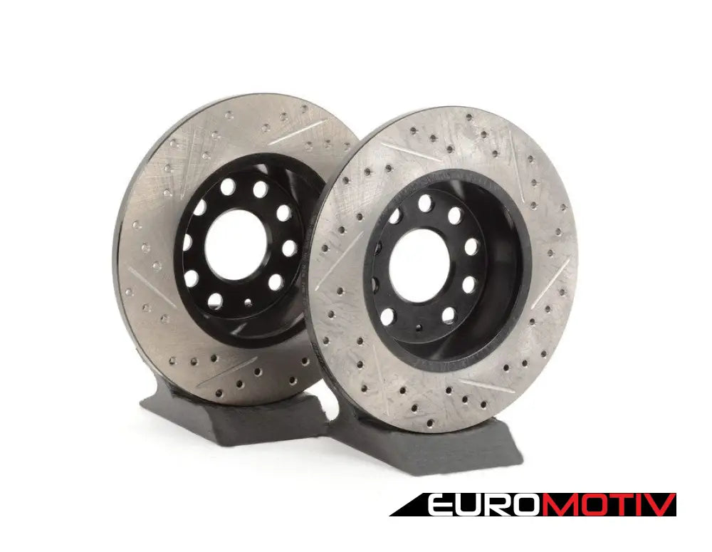 Rear Cross Drilled & Slotted Brake Rotors - Pair (282X12)