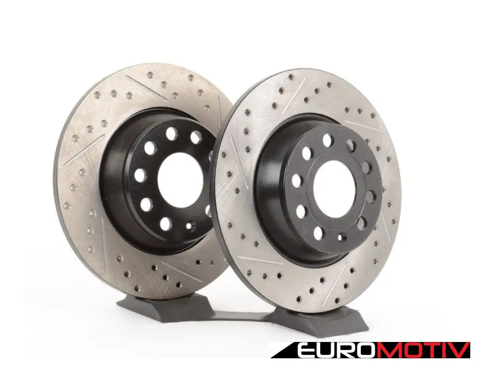 Rear Cross Drilled & Slotted Brake Rotors - Pair (282X12)