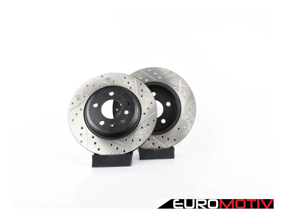 Rear Cross Drilled & Slotted Brake Rotors - Pair (300X12)