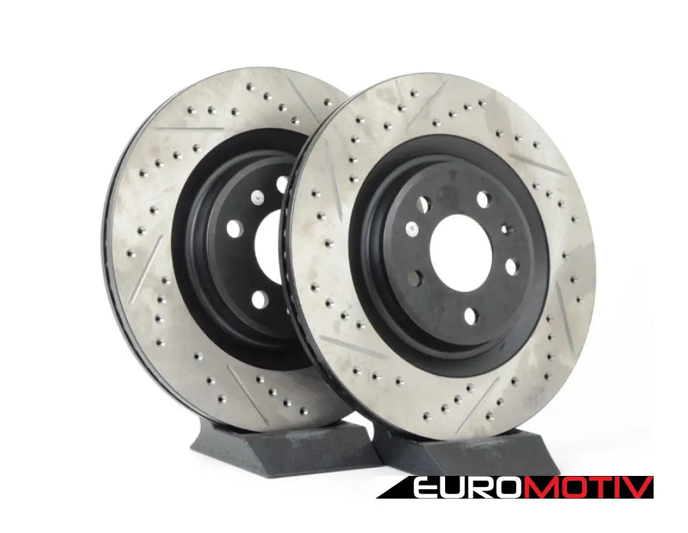 Rear Drilled & Slotted Brake Rotors - Pair (330X22)