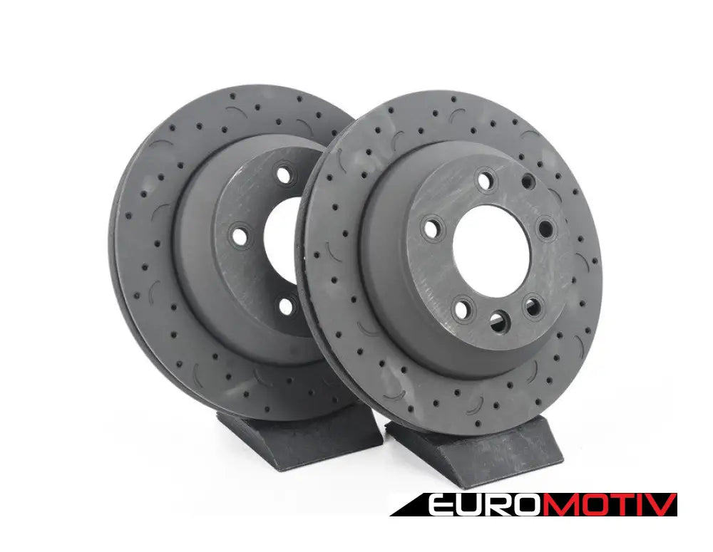 Rear Talon Cross Drilled & Slotted Brake Rotors - Pair (330X28)