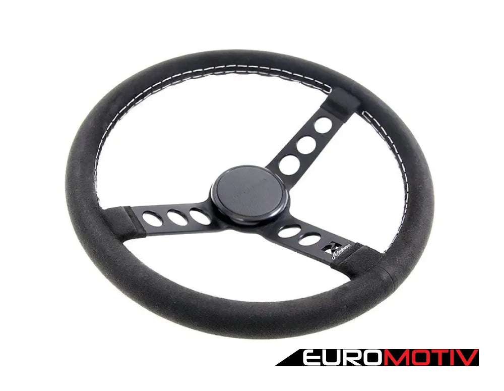 Rennline Alcantara Steering Wheel - Black Spokes & Horn Ring