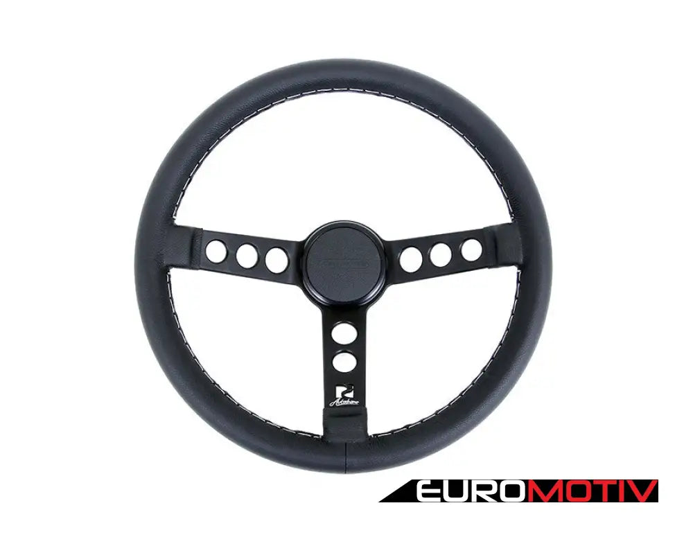 Rennline Leather Steering Wheel - Black Spokes & Horn Ring