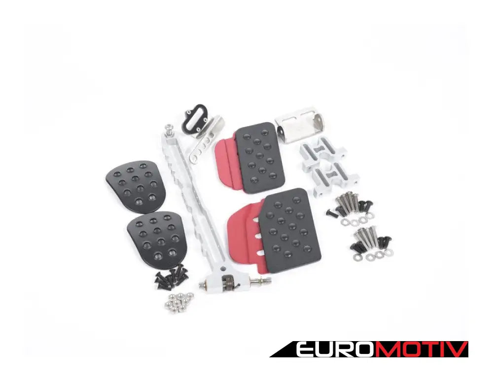 Rennline (Rev2) - 3Pc Pedal Set Perforated Black Pedals / Red Extensions