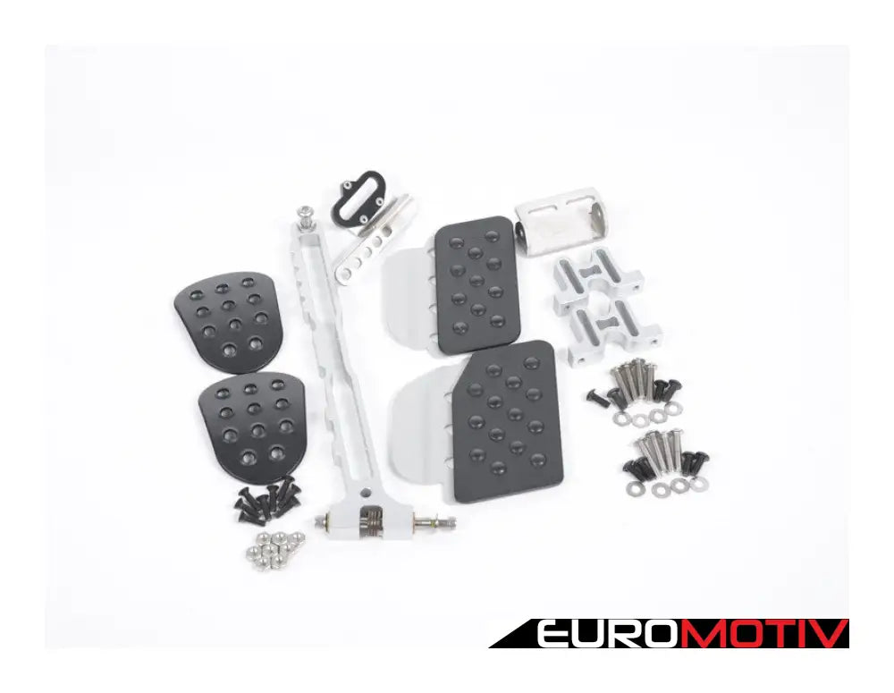 Rennline (Rev2) - 3Pc Pedal Set Perforated Black Pedals / Silver Extensions