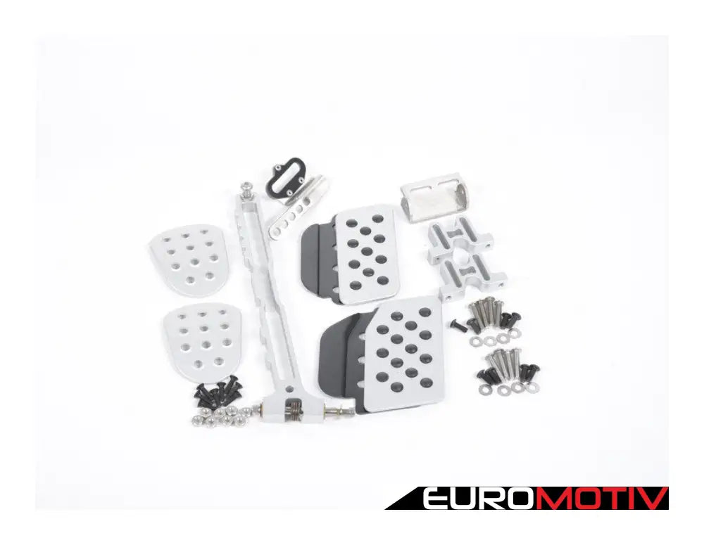 Rennline (Rev2) - 3Pc Pedal Set Perforated Silver Pedals / Black Extensions