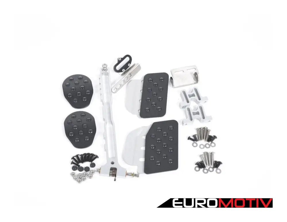 Rennline (Rev2) - 3Pc Pedal Set Rubber Grip Black Pedals / Silver Extensions