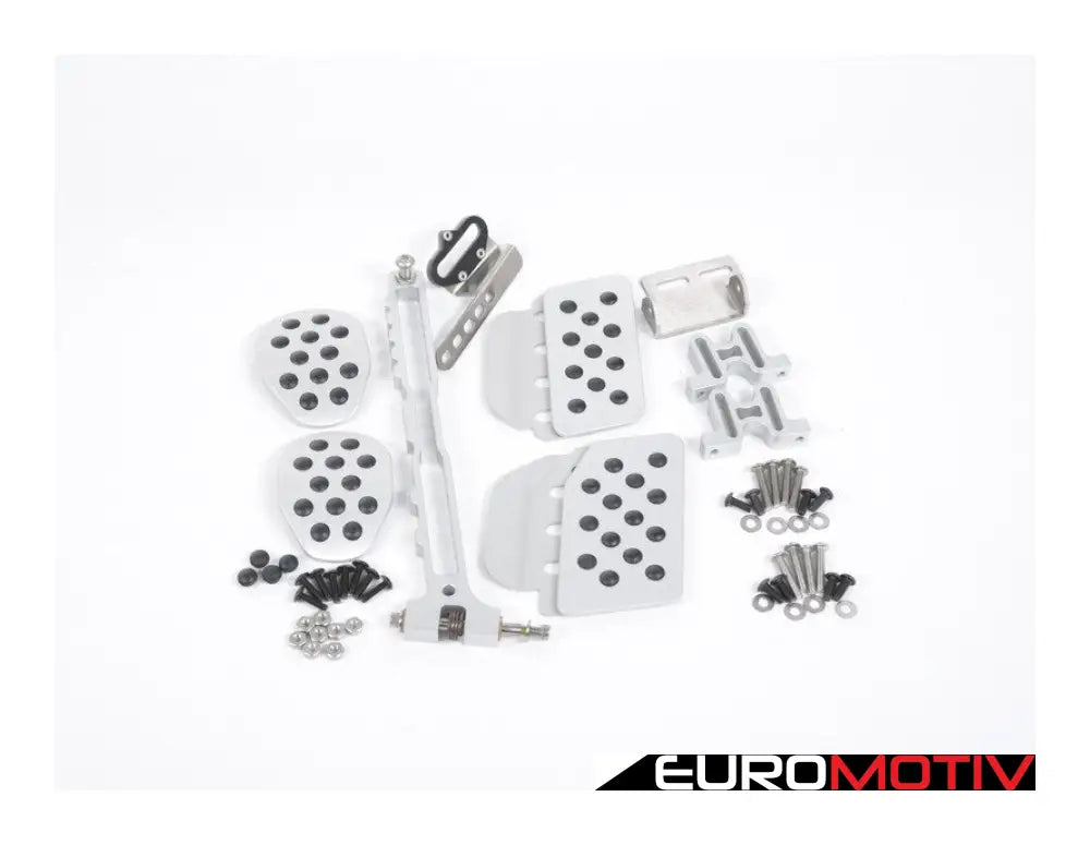 Rennline (Rev2) - 3Pc Pedal Set Rubber Grip Silver Pedals / Extensions