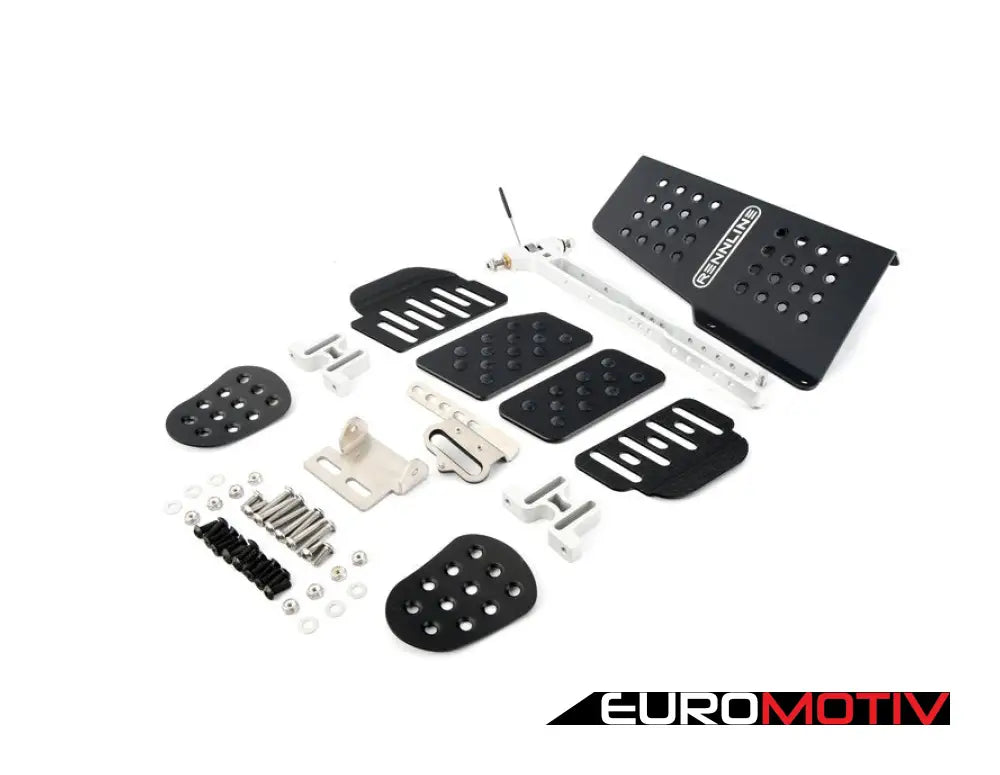 Rennline (Rev2) - 4Pc Pedal Set Perforated Black Pedals / Extensions