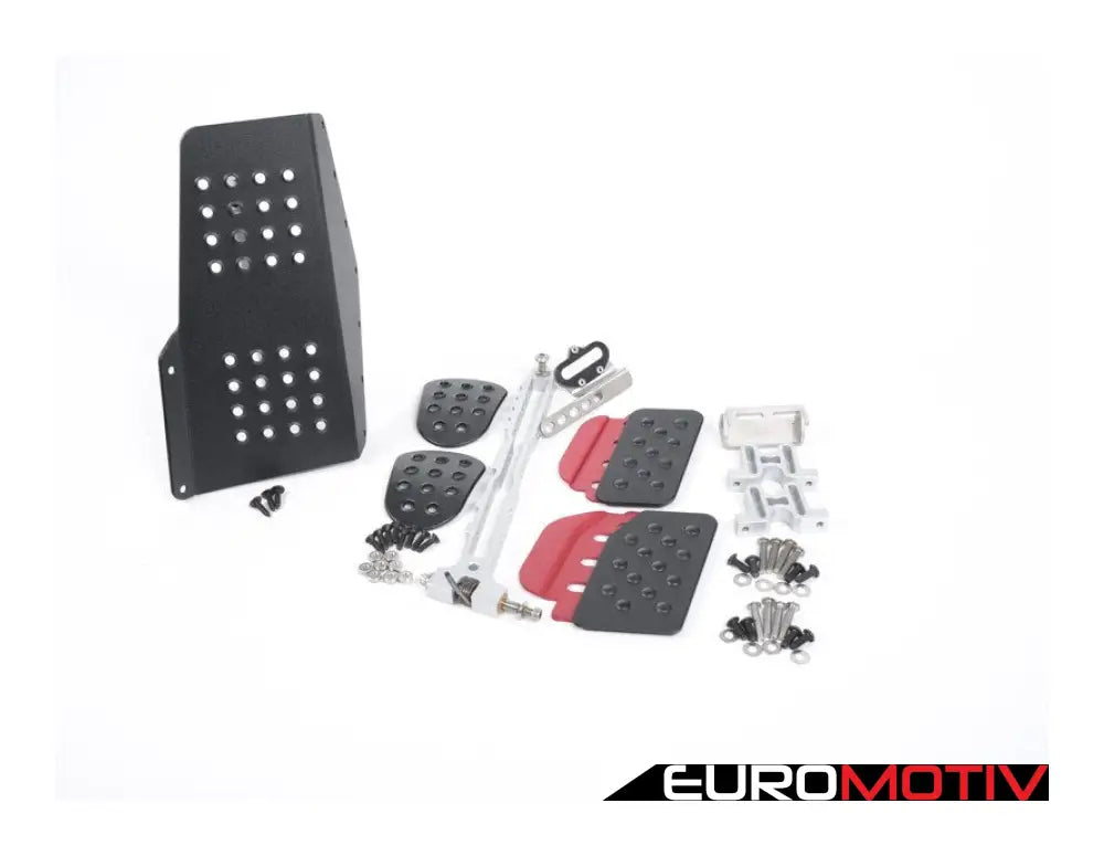 Rennline (Rev2) - 4Pc Pedal Set Perforated Black Pedals / Red Extensions