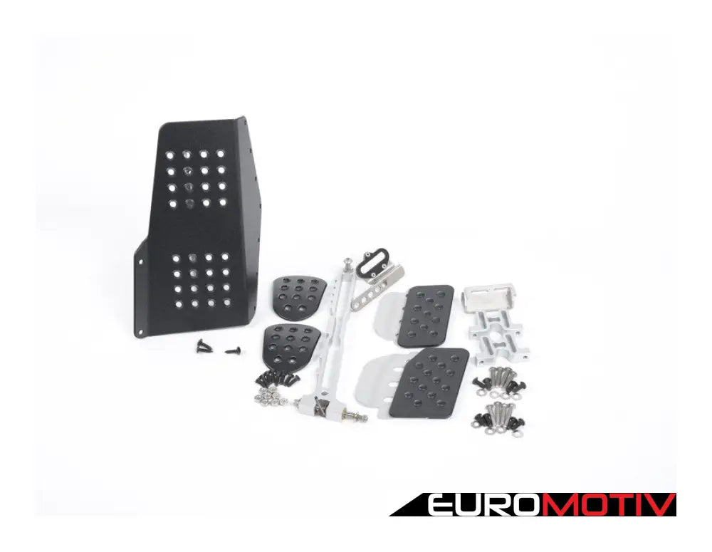 Rennline (Rev2) - 4Pc Pedal Set Perforated Black Pedals / Silver Extensions