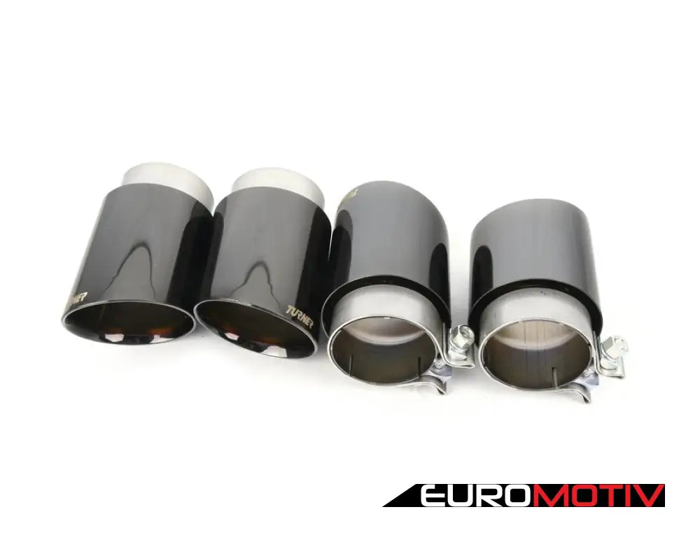 Set(4) - Turner 4’ Double Wall Exhaust Tip W/ Polished Black Chrome Finish