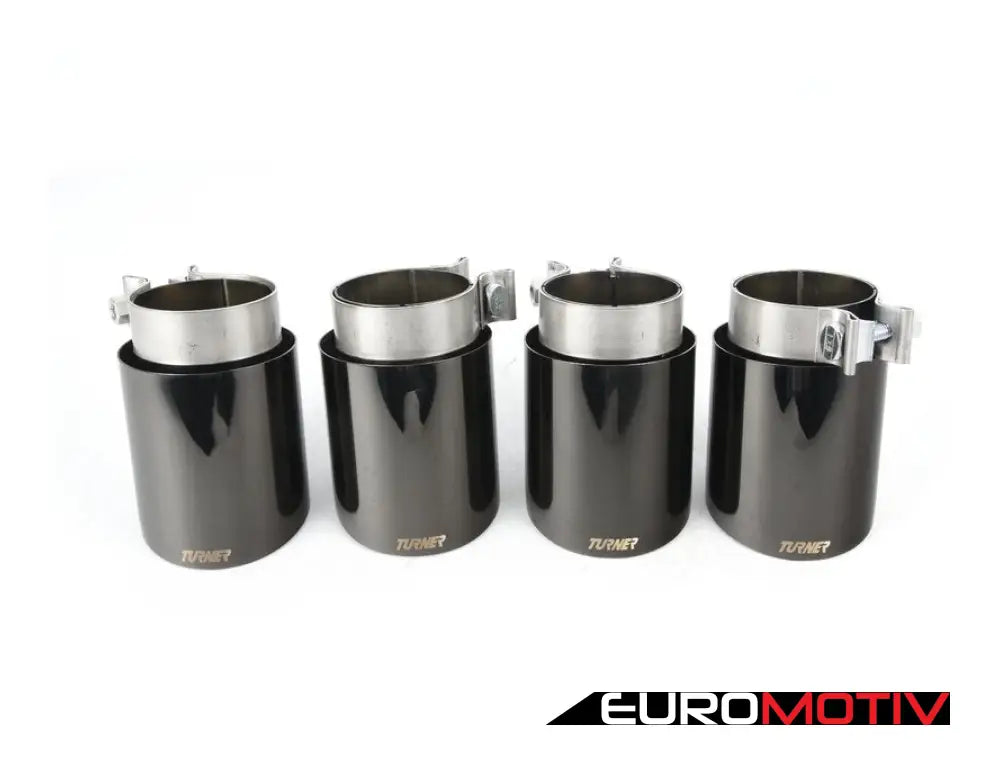 Set(4) - Turner 4’ Double Wall Exhaust Tip W/ Polished Black Chrome Finish