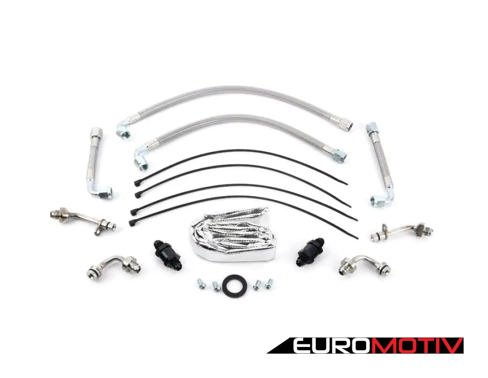 Stainless Braided Turbo Oil Line And Strainer/Screen Relocation Kit