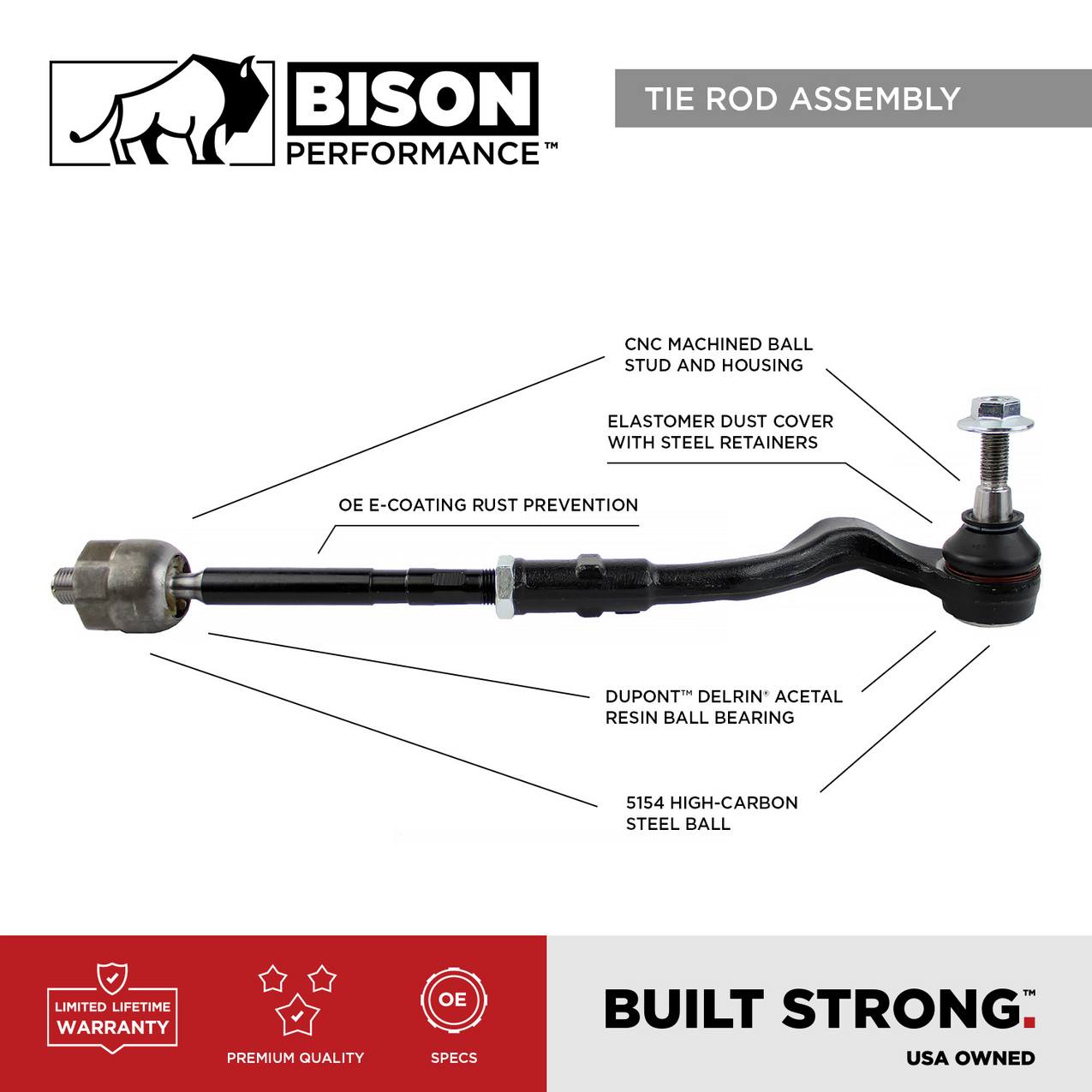 Audi VW Steering Tie Rod Assembly – (Driver Side) (Inner and Outer) 1K0423811A 1K0423811J