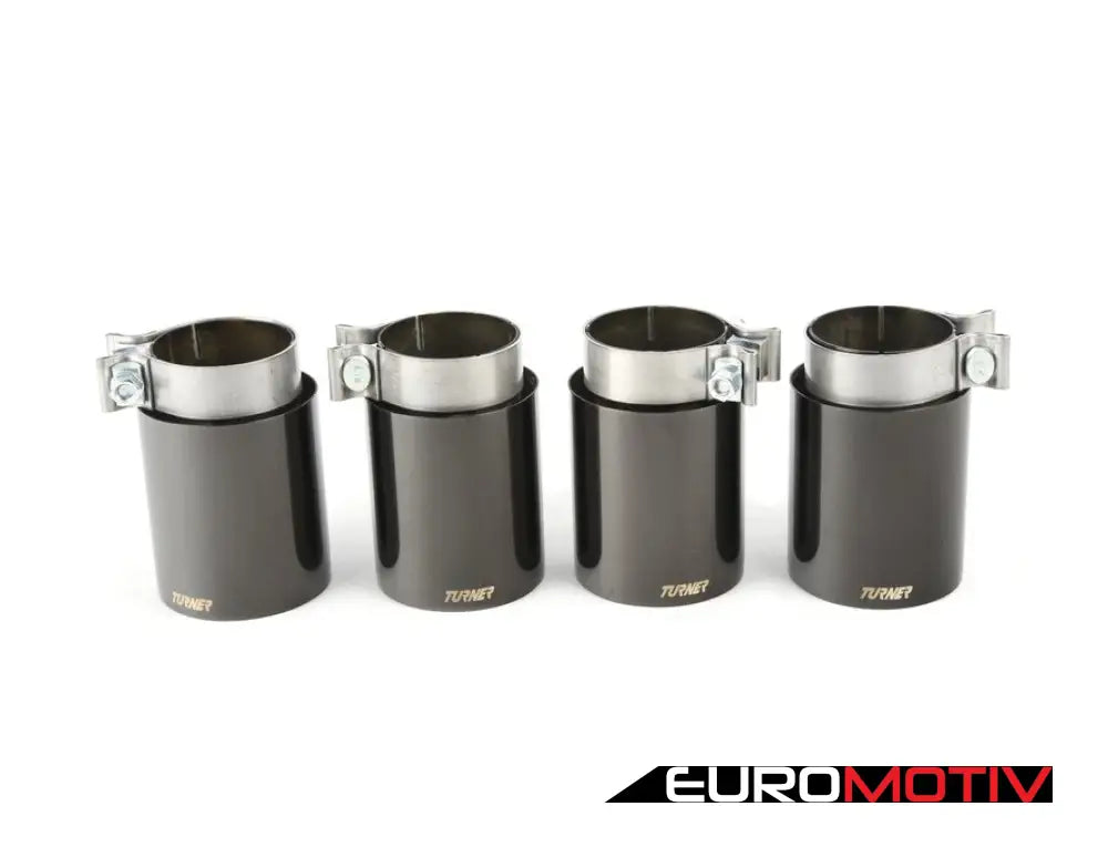 Turner 4’ Double Wall Exhaust Tip W/ Polished Black Chrome Finish - Set Of Four