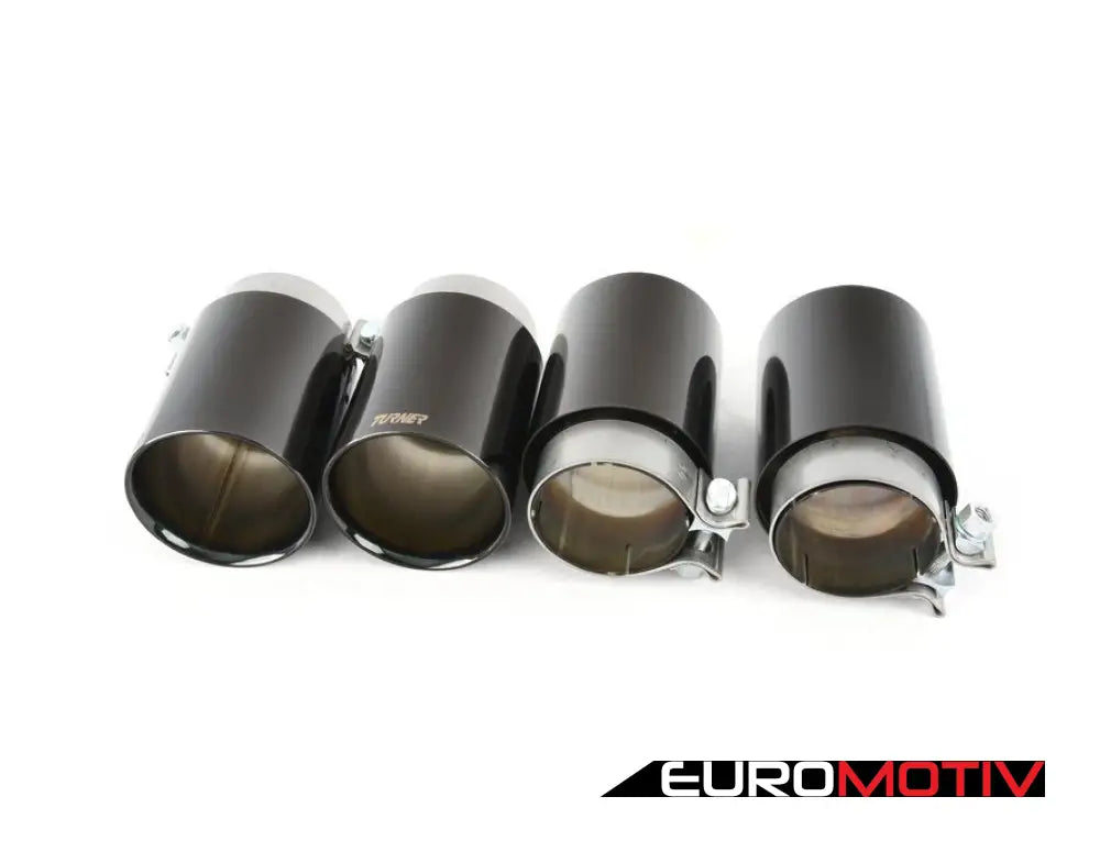 Turner 4’ Double Wall Exhaust Tip W/ Polished Black Chrome Finish - Set Of Four