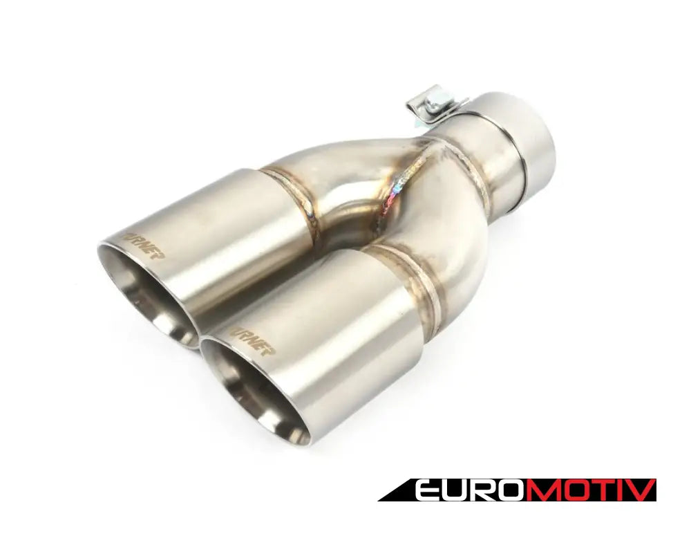 Turner Motorsport Double Wall Slash Cut Exhaust Tip - 2.5 Inlet 3.0 Od Stepped Left Brushed