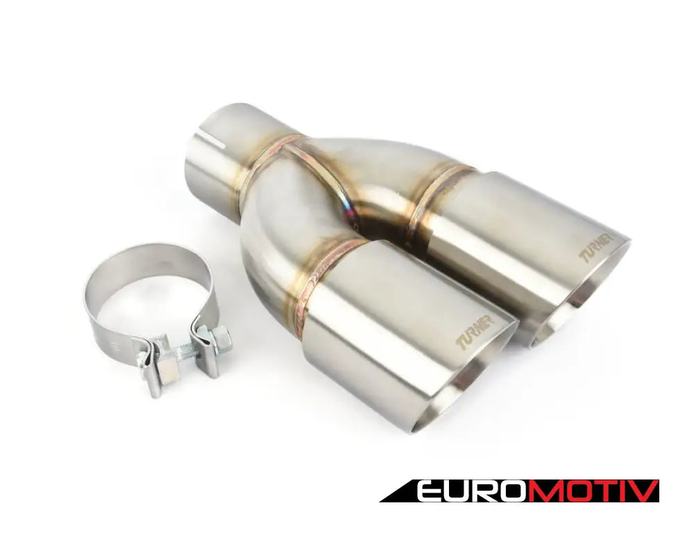 Turner Motorsport Double Wall Slash Cut Exhaust Tip - 3.0 Inlet 3.5 Od Stepped Left Brushed