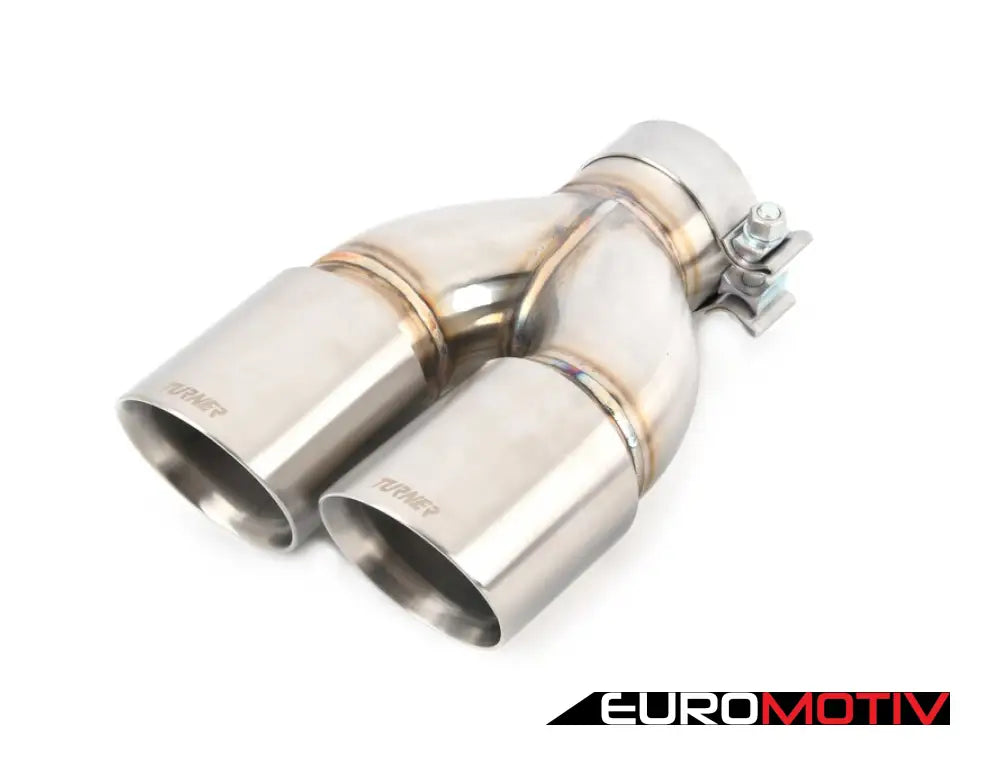 Turner Motorsport Double Wall Slash Cut Exhaust Tip - 3.0 Inlet 3.5 Od Stepped Right Brushed