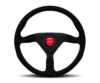 Momo Montecarlo Alcantara Steering Wheel 350 mm - Black/Red Stitch/Black Spokes