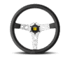 Momo Prototipo Steering Wheel 350 mm - Black Leather/White Stitch/Brshd Spokes