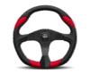 Momo Quark Steering Wheel 350 mm - Black Poly/Black Spokes/Red Inserts